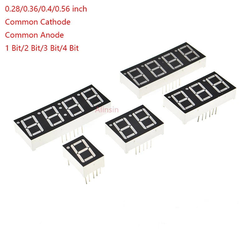 5PCS 0.28/0.36/0.4/0.56 inch 0.36inch 7 Segment 1/2/3/4 bit Red Digital Tube Common Cathode/Anode LED Digit Display 1bit/2bit