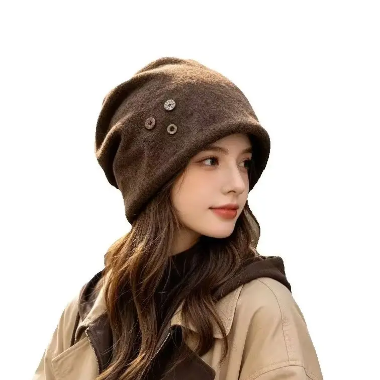 Winter Thick Velvet Slouchy Beanie Warm Cold Proof Knitted Hat for Large Head Sizes Comfortable Circumference Fit Adult Unisex