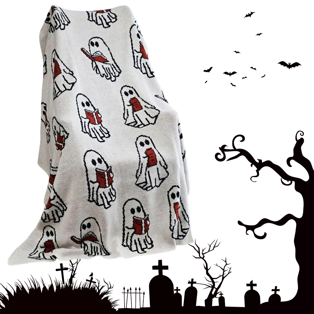 

Halloween Throw Blankets Ghost Reading Book Ghosts Throw Blanket Cute Reading Blanket Fit Couch Sofa for Adults