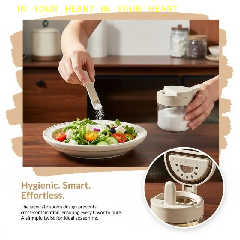 【X】Seasoning Containers Airtight Glass Organizer With Spoon Condiment Containers With Lid For Kitchen Countertop Pantry Cabinet
