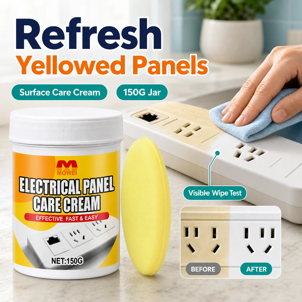 Electrical Panel Care Cream 150g with Sponge, Wall Socket Switch Plate Cleaning Cream, Removes Stain Scuff Marks for Home Outlet
