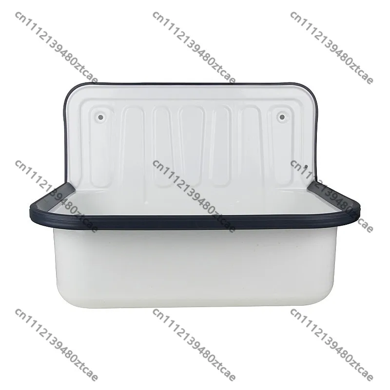 Retro Classic Wall-Mounted Enamel Sink Hand Basin for Kitchen Bathroom Outdoor Balcony