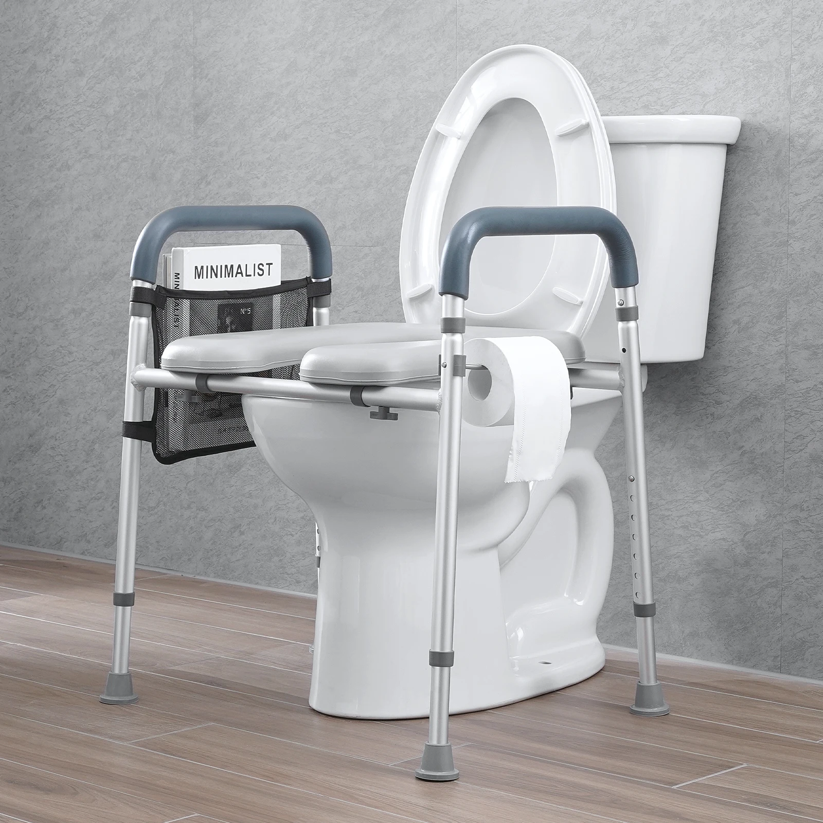 VEVOR Toilettensitzerhöhung, 7-fach höhenverstellbar von 49,9 bis 64,9 cm, Tragkraft 158 ​​kg, mit bequem gepolstertem Aluminiumrahmen, universelle Toilettensitzerhöhung, für Senioren, Behinderte, Schwangere, Ärzte