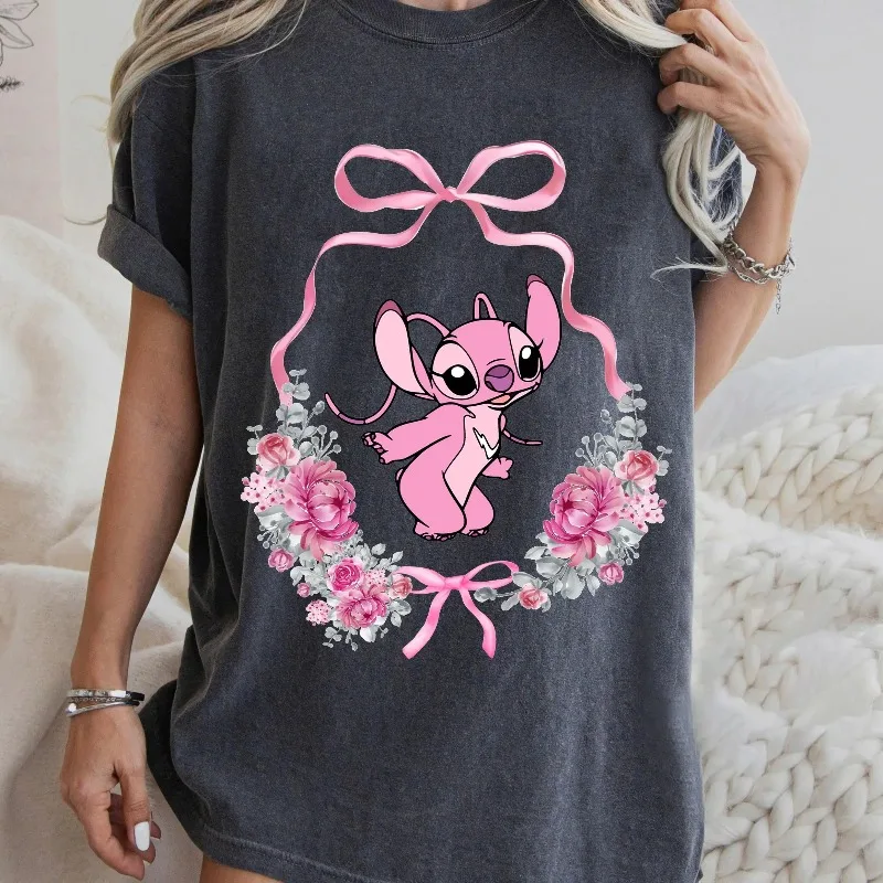 

Coquette Bows Disney All Characters Shirt Shirt Mickey Minnie Daisy Pluto Sticth Angle Tshirt WDW Disneyland Trip 2025