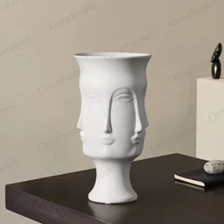 Personalized Creativity Face White Ceramic Vase, Art Light Decoration, North American Luxury Vase