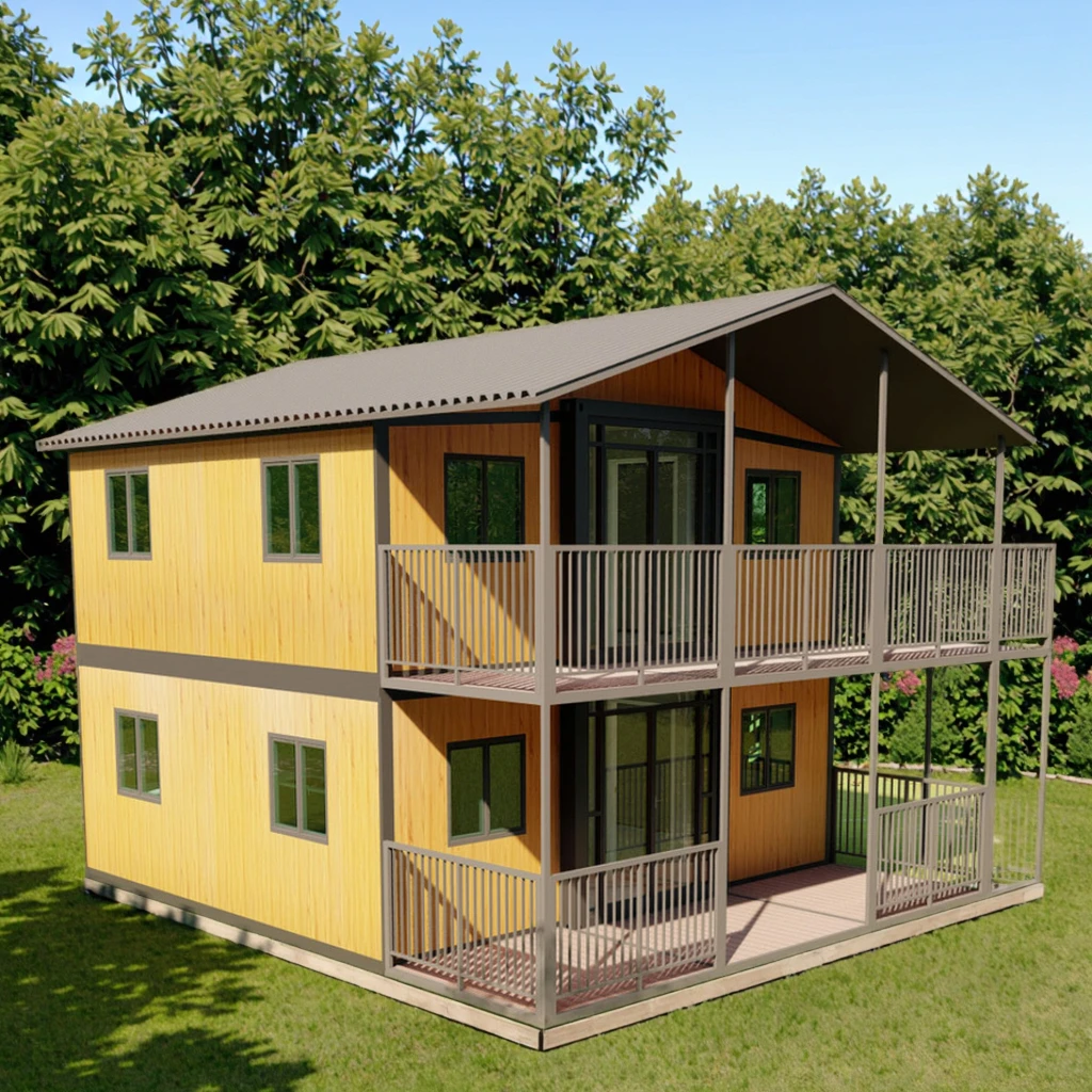 سطح مزدوج 20ft شحن حاوية جاهزة منزل قابل للتوسيع للبيع ضوء الصلب للطي الجاهزة فيلا منزلية 4 غرفة نوم #1