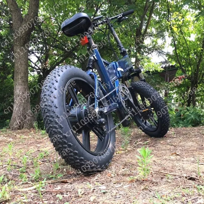 Portable 20-inch fat tire bicycle 7-speed aluminum frame rear hub motor foldable bicycle
