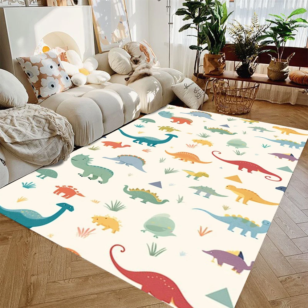Cartoon Papier-Faltbarer Dinosaurier-Teppich für Wohnzimmer-Deko Sofa-Teppich Kinderspielmatte Schlafzimmer-Bettvorleger Kinderzimmer-Bodenmatte