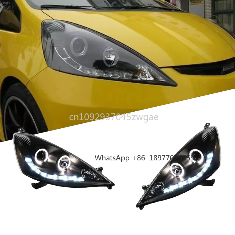 

For Honda Fit 2008-2010 Headlight Assembly Modified LED Angel Tearful Eye Daytime Running Lights DRL Emitting Diode Front Lights