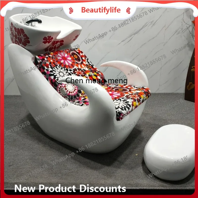 

Простая парикмахерская кровать с шампунем, керамическая глубокая раковина, парикмахерская, может сидеть, полуотверждаемая педаль для смыва H