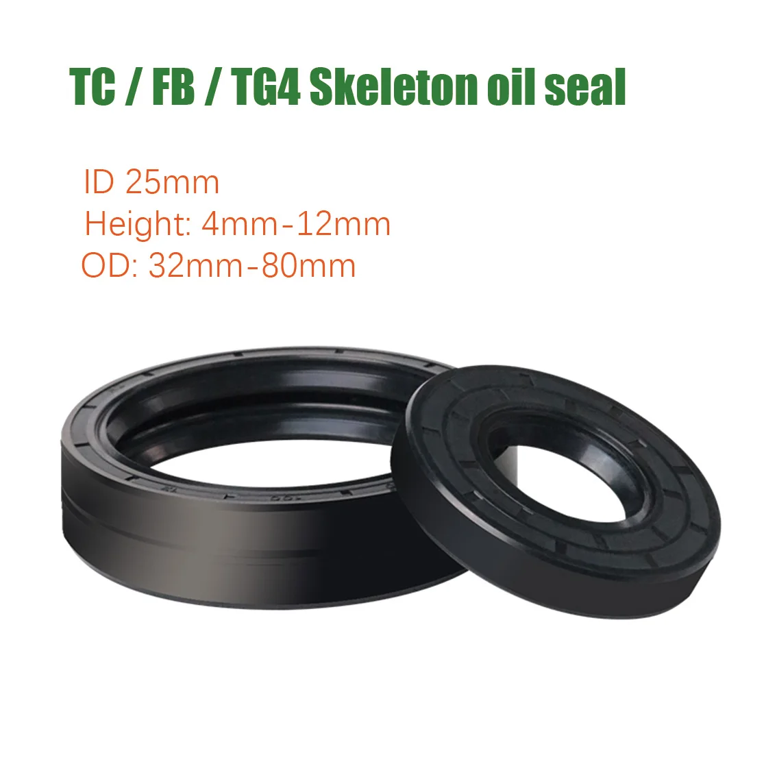 ID 25mm NBR Nitrile Rubber Shaft Oil Seal TC-25*32/33/34/35/36/37/38-80*4/5/6/7/8/10/12mm Nitrile TC/FB/TG4 Skeleton Oil Seal1Pc