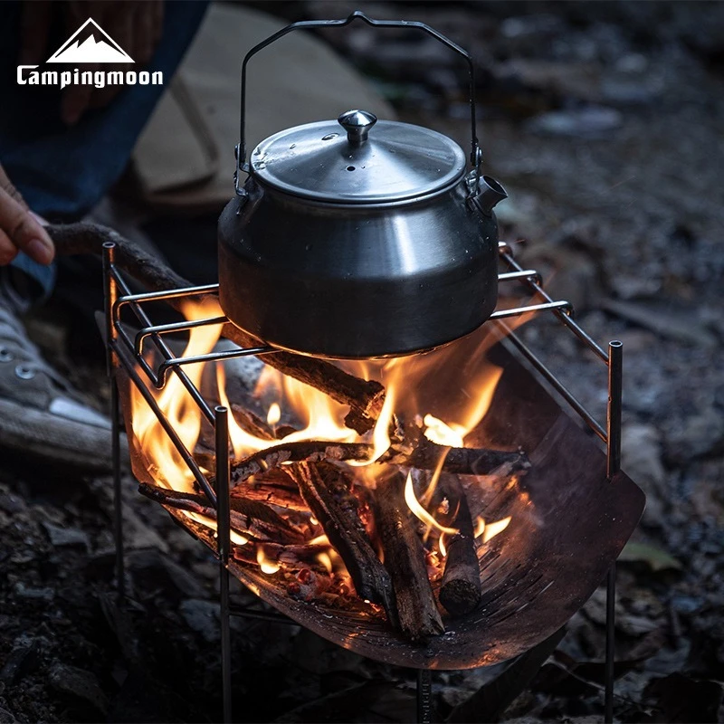 CAMPINGMOON Outdoor Portable Heating Bonfire Folding Burning Platform SOLO-A4 Camping Firewood Stainless Steel Barbecue Stove