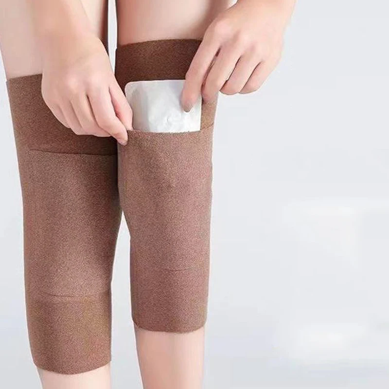 Winter Plush Heating And Warm Non-Slip Cycling Knee Pads With Pockets