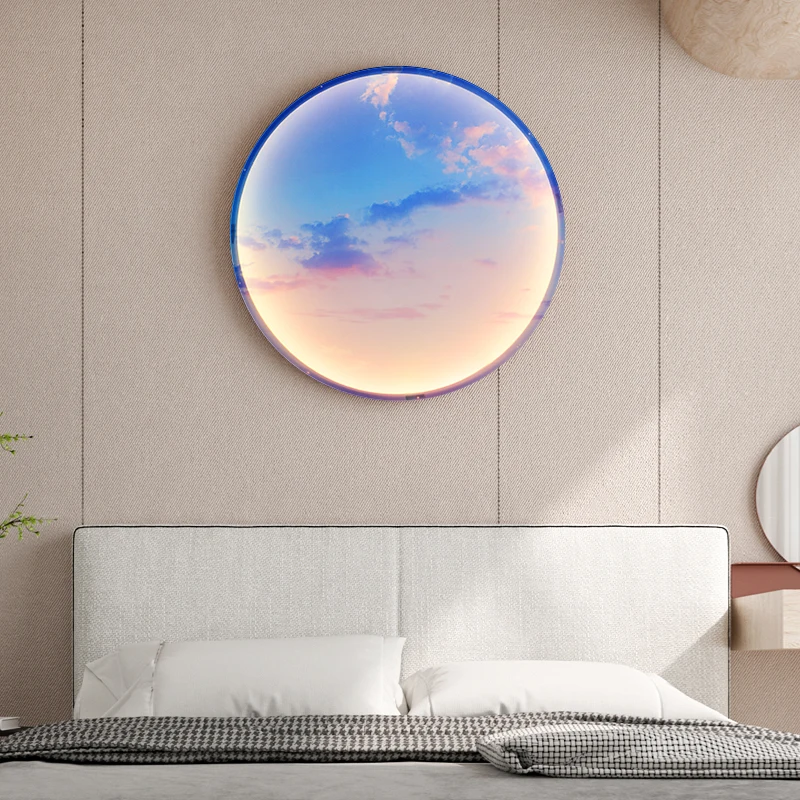 Circle Porch LED Wall Lamps Luxury Bedroom Bedhead Decoration Painting Cosmic Starry Sky For Corridor Living Study Room Fixtures