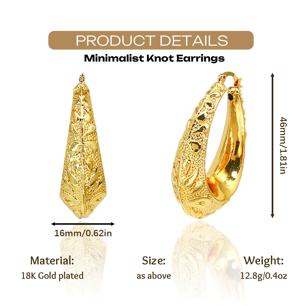 YTJX African Chunky Teardrop Hoop Earrings 18K Gold Plated Embossed Coin Textured Oval Huggie Earrings Statement Women Jewelry