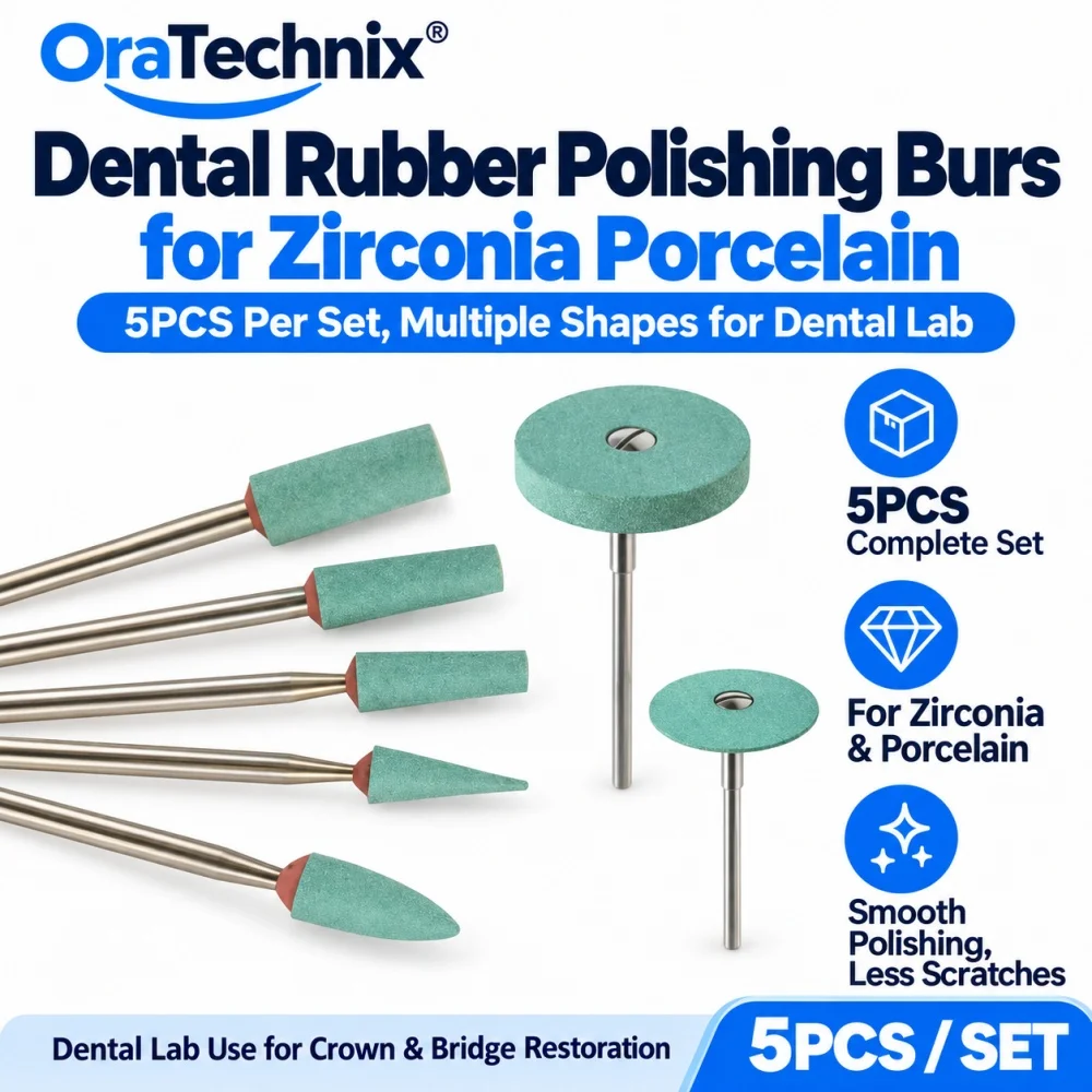 5PCS Dental Lab Ceramic Bonded Grinder with Diamond 2.35mm Medium Zirconia Porcelain Polisher Precisely Finishing Dentistry Tool