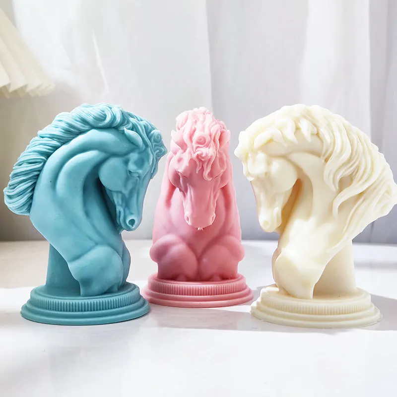 3D Horse Head Statue Candles Silicone Molds, DIY Plaster Art, Ready to Ship, Aroma Soap Wax, Animal Handmade Gifts