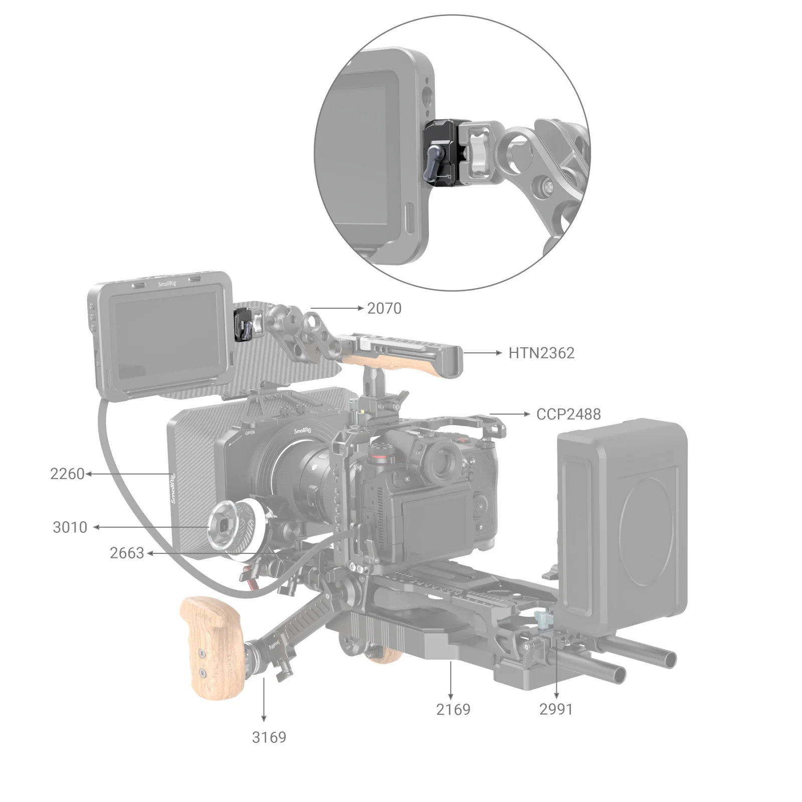 SmallRig 3513C Drop-in HawkLock Universal mini Quick Release Clamp and Plate Tripod Mount Adapter for Canon Sony Camera Monitor