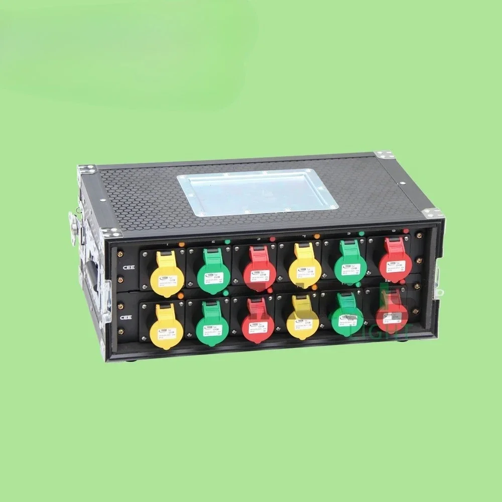 Mini 4U 12CH CEE Power Rack 5PIN 63A Power Distribution Box With Each Output Has Breaker Power Distributor