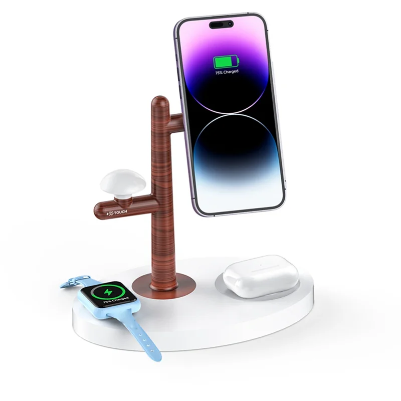 3 em 1 carregador sem fio rápido carregador sem fio led suporte de luz estação doca de carregamento rápido para iwatch s8 para iphone-branco