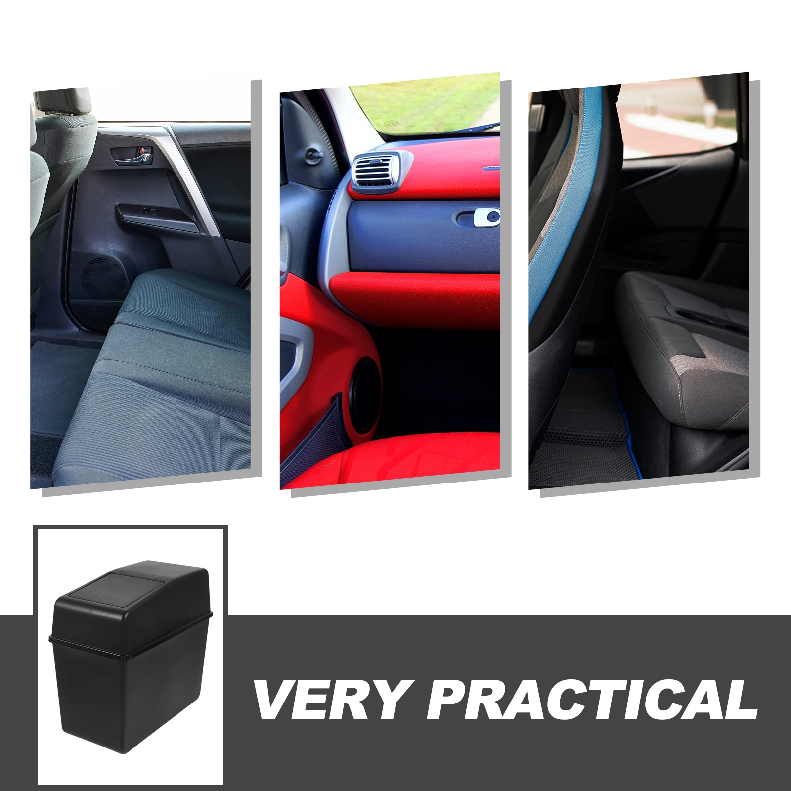 

Car Storage Box Large Capacity Lid Plastic Auto Organizer Portable Trash Can Bin for Vehicle Camping Travel Use