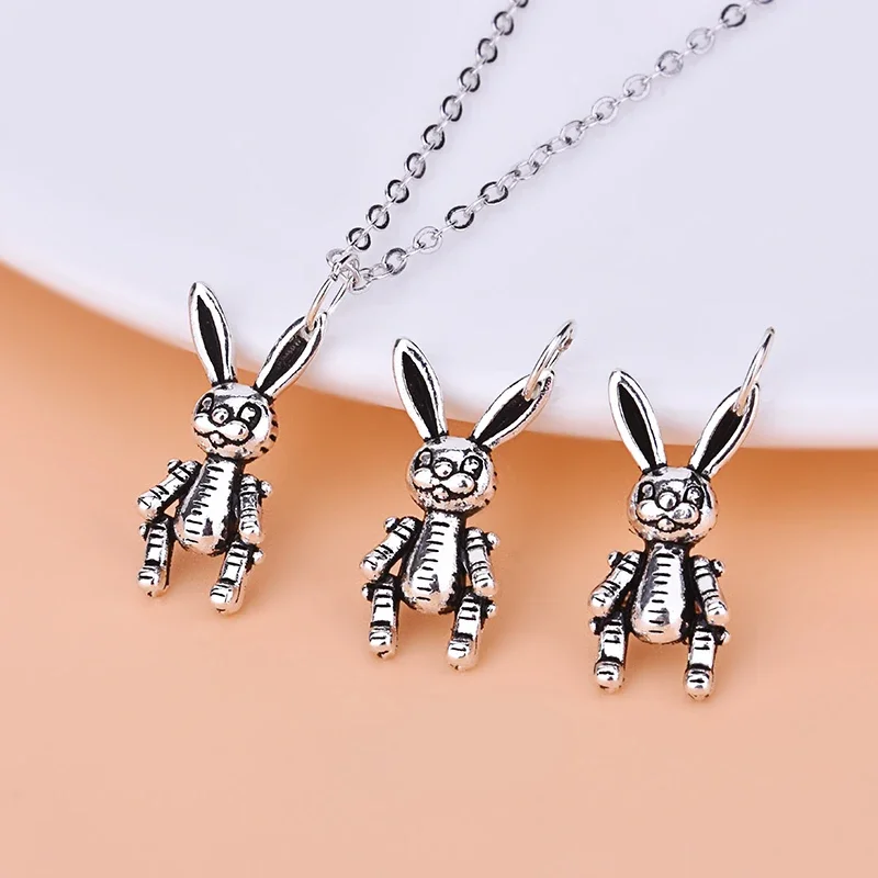 925 Sterling Silver Thai Silver Rabbit  Lucky Pendant for Jewelry Making Handmade Beading Fittings