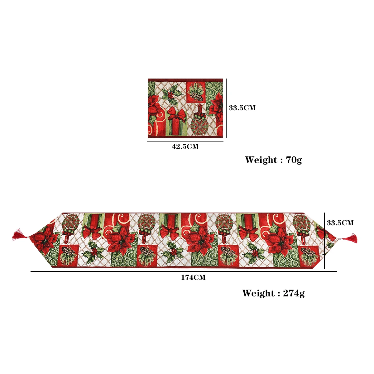 NKTM Christmas Decorative Table Runner and Placemats,Christmas Thanksgiving Day Flower Cotton Soft Table Runner Cloth Home