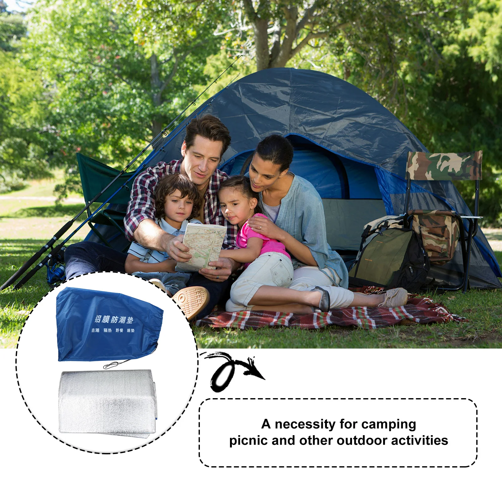 

1pc 3X3M Outdoor Dampproof Mat Camping Picnic Blanket Lightweight Foldable Waterproof Mat For Beach Hiking Family Gift