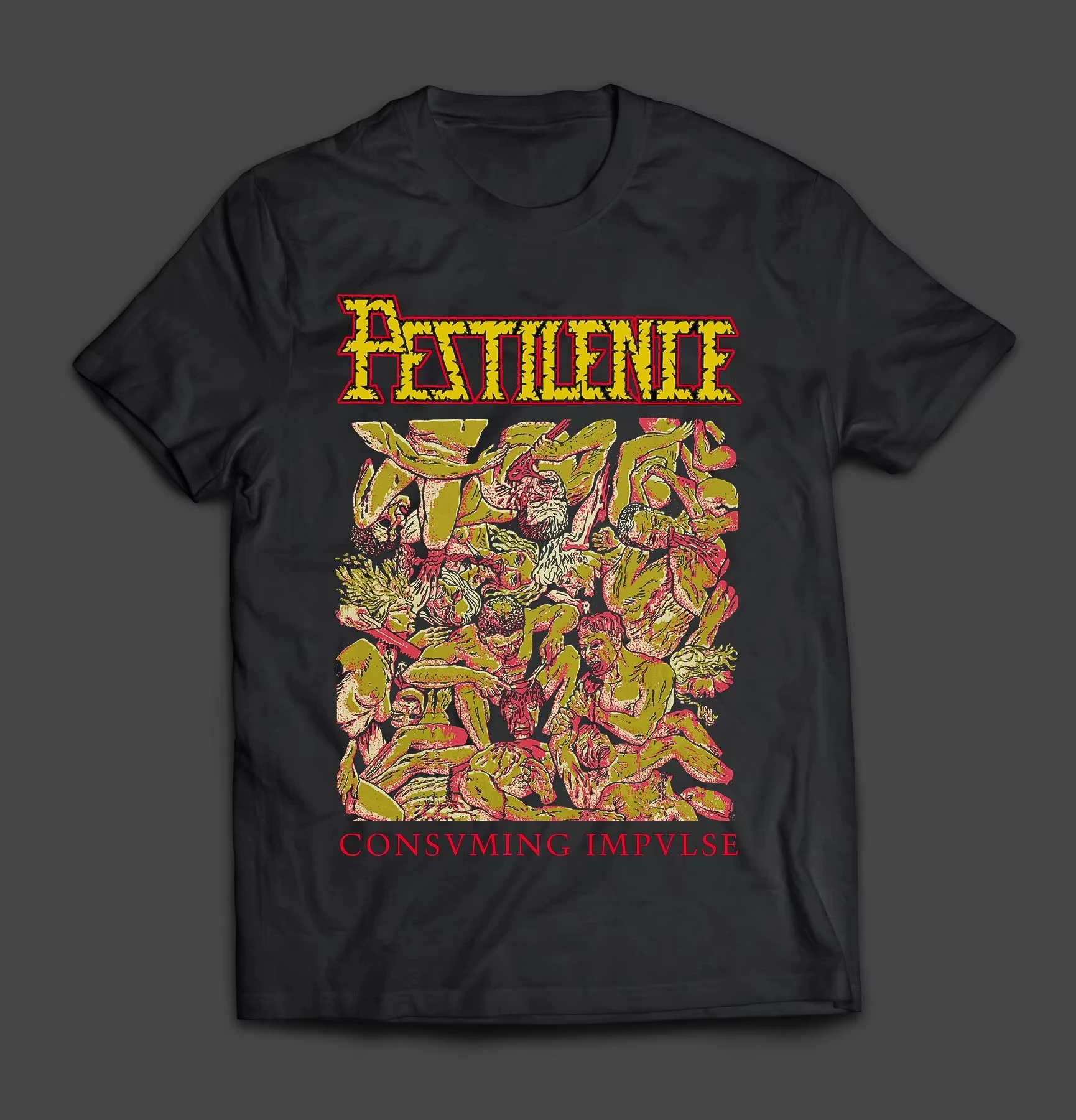

PESTILENCE Consuming Impulse T Shirt Men Women Cotton Short Sleeve Retro Hip Hop Rock Band Tops Summer Fashion Streetwear