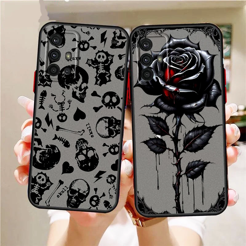 Marvel Red Skull Horror Pattern Frosted Translucent For Samsung Galaxy S24 S23 S22 S21 S20 FE S10 S9 S8 Plus Ultra Pro 5G Funda