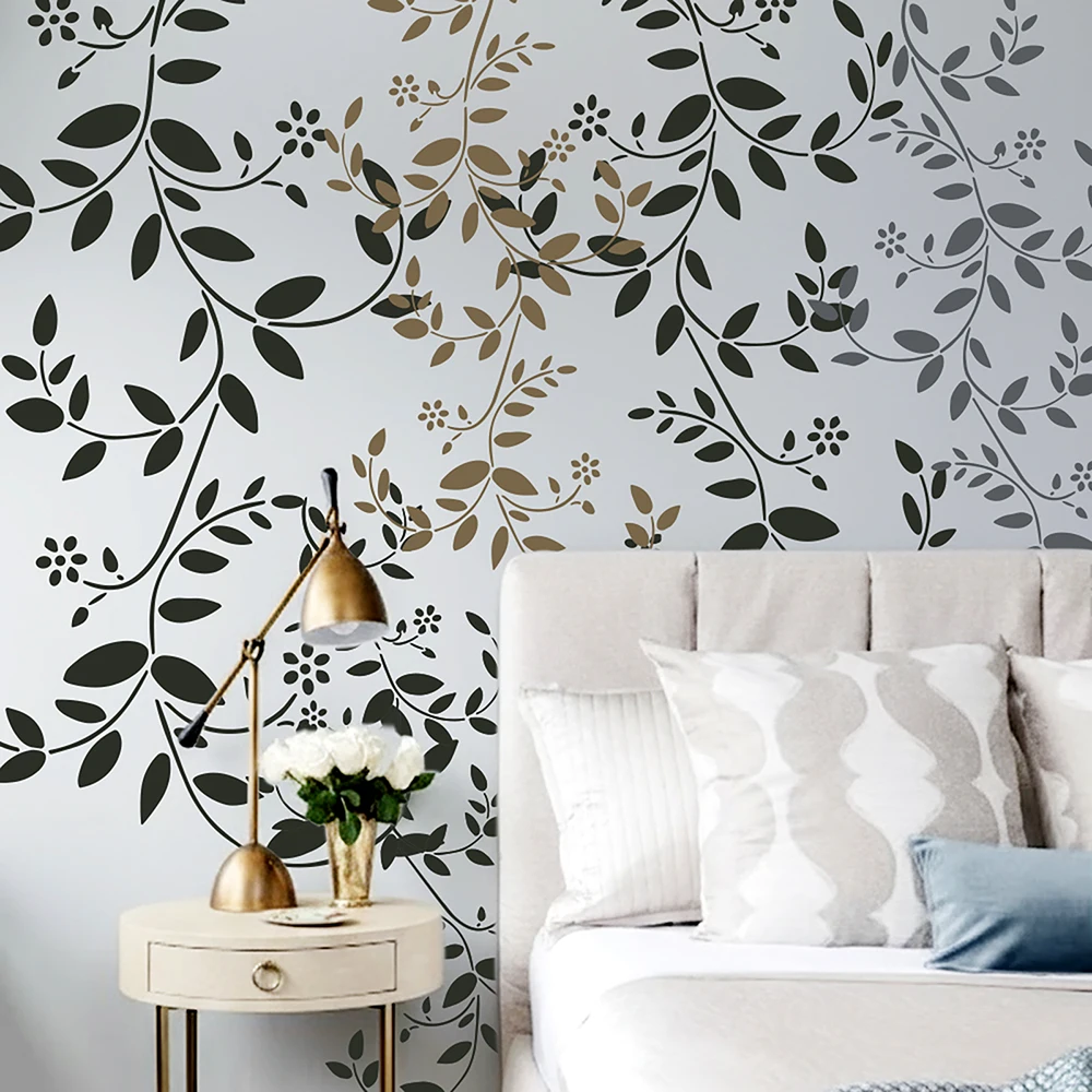 Vintage Botanical Stencil 40cm-80cm Elegant Ivy Vine Leaf Design Large Reusable Template for Use with Furniture and Feature Wall