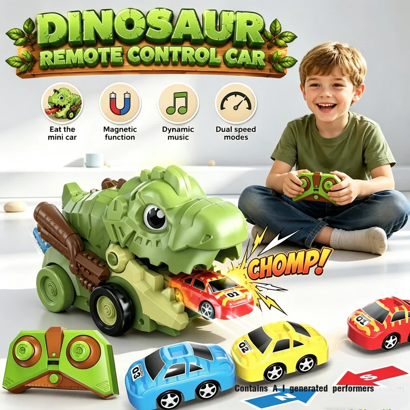 RC Dinosaur Feeding Magnetic Car Remote Control Sucker Greedy Snake Two-Player Interactive Education Battle Game Kids Toys Gifts