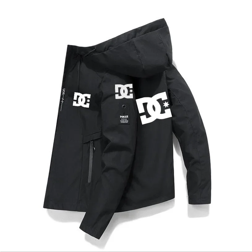 Spring and Autumn men\'s brand clothing hooded zipper trench coat casual fashion coat outdoor fishing windproof jacket sweatshirt