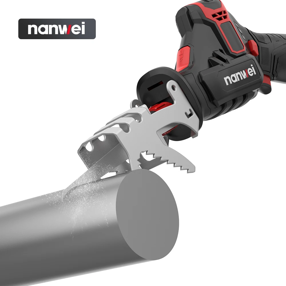 NANWEI 12V lithium-ion reciprocating saw for cutting steel/steel pipe/rebar/outdoor trimming/wood/plastic