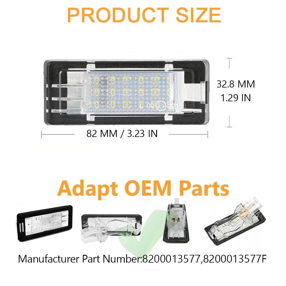 2Pcs Canbus Tail License Plate Led Lights For Renault Captur Kaptur Espace Fluence Scenic Latitude Laguna Modus Zoe Dacia Duster