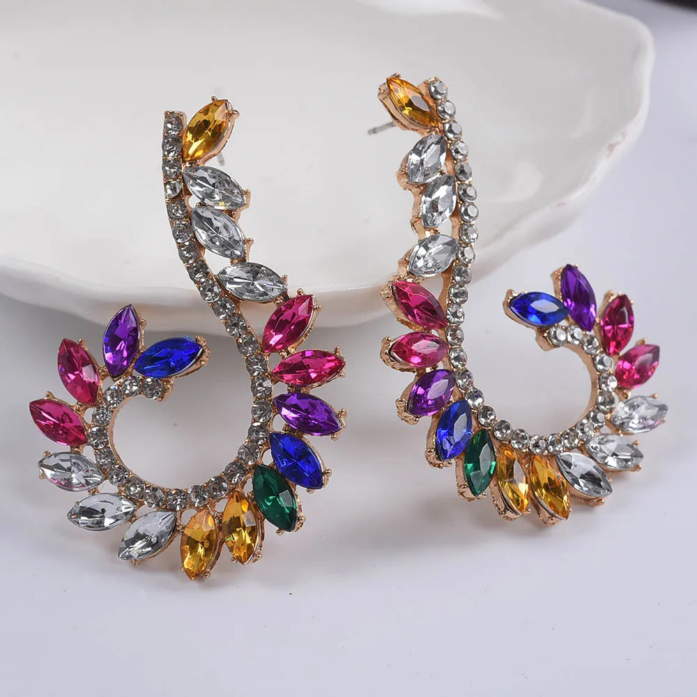 New handmade diamond-encrusted geometric exaggerated jewelry cross-border e-commerce supply earrings women's hot-selling earring