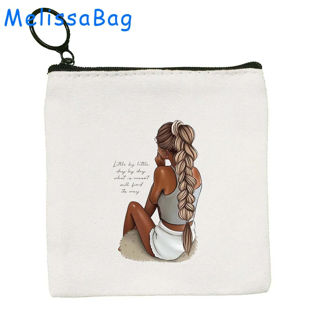 Floral Cute Girl Fashion Woman Flowers Coffee Cup Tea Cartoon Gifts Canvas Bag Coin Purse Key Case Small Bag Wallet Zipper Pouch