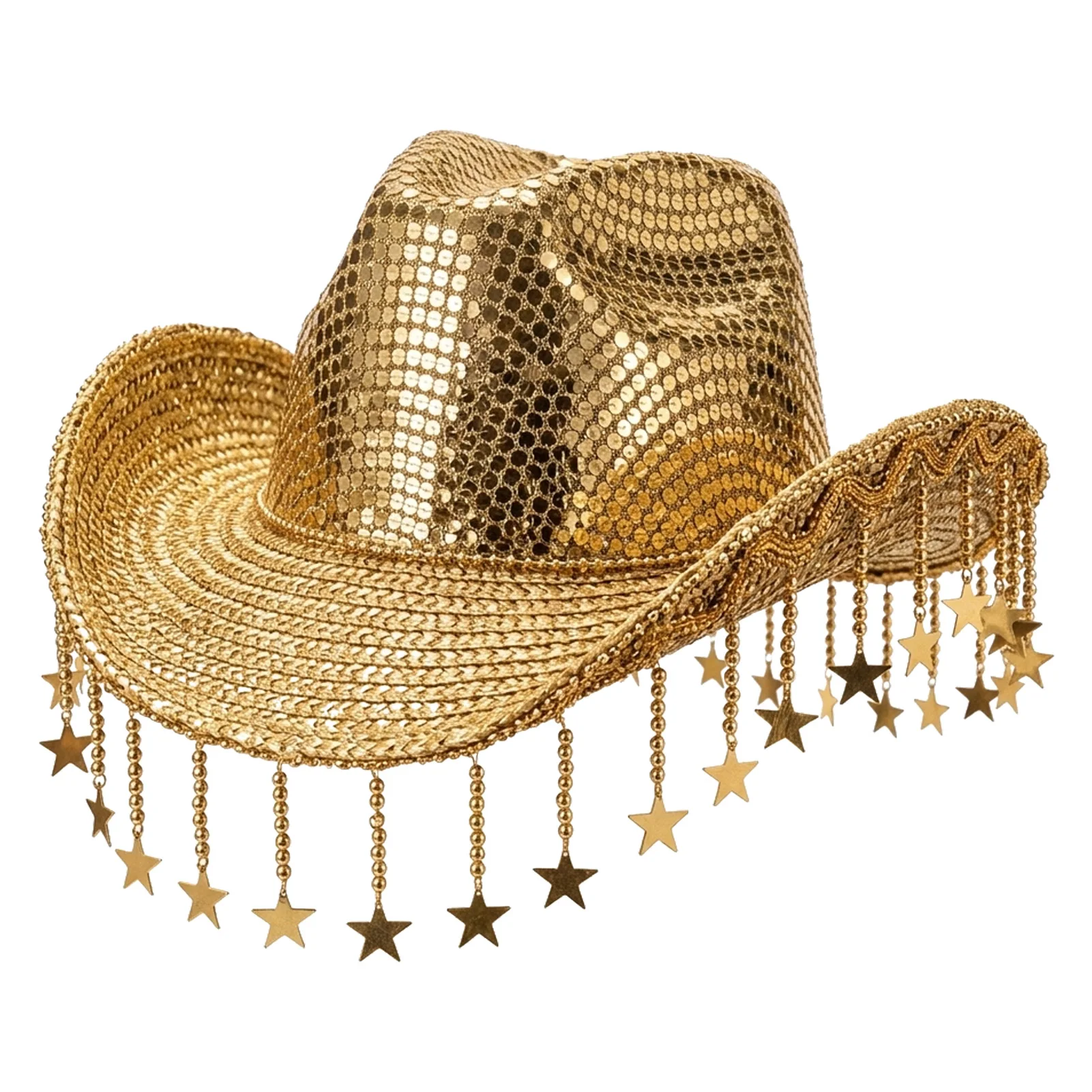 Halloween Party Cowboy Hat Sparkly Sequin Western Headwear for Women's Stage Performance Costume Festive Celebration Gear