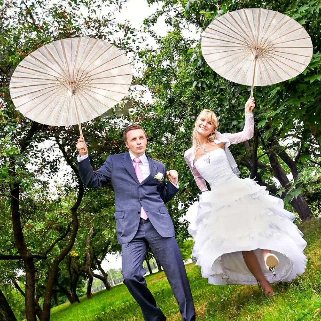

White Paper Parasol Umbrellas For Wedding Bridal Party Outdoor Events Lightweight Portable Decorative Umbrella Crafts Wedding