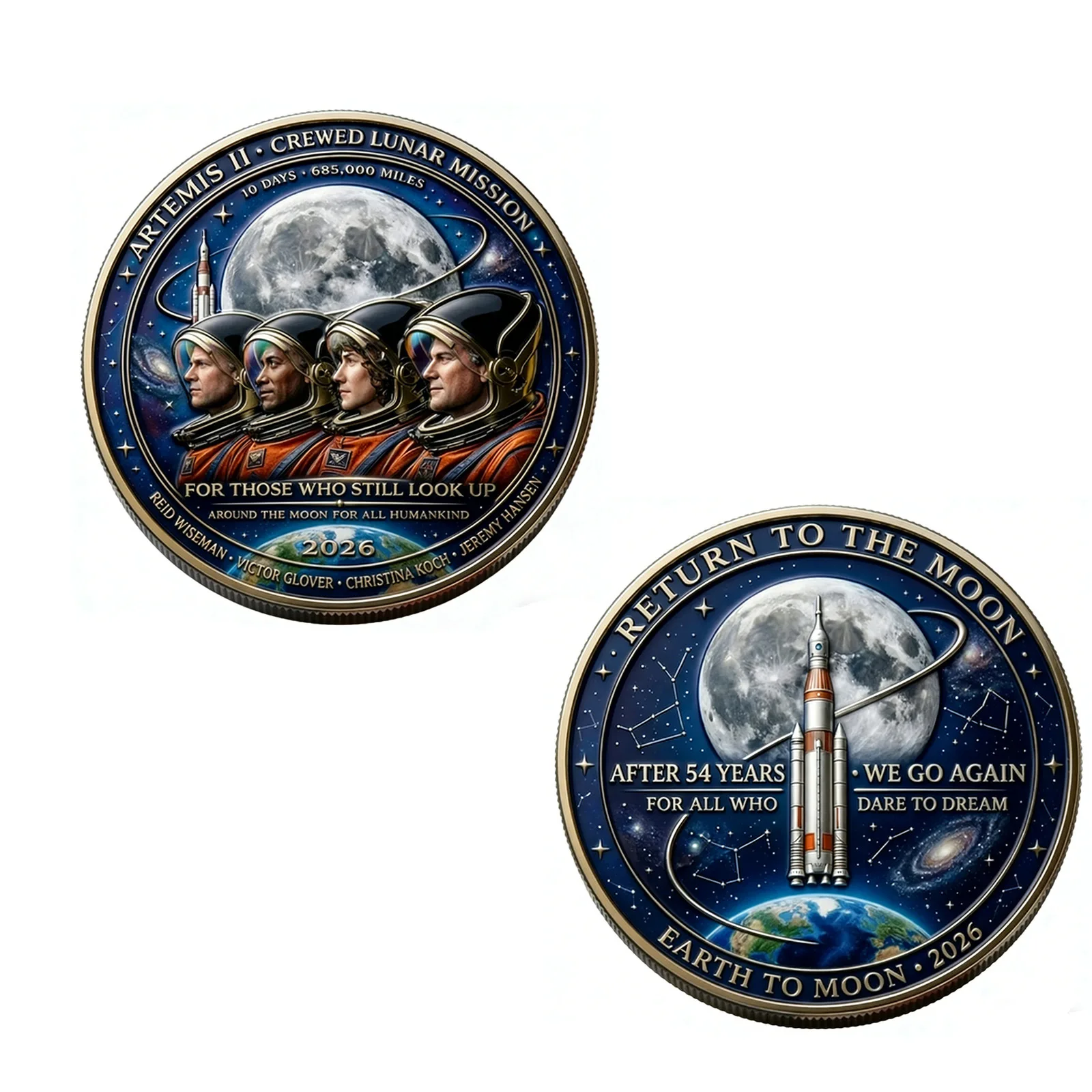 1PCS American Astronaut Commemorative Coin Souvenir Landed on The Moon To Collection Coins