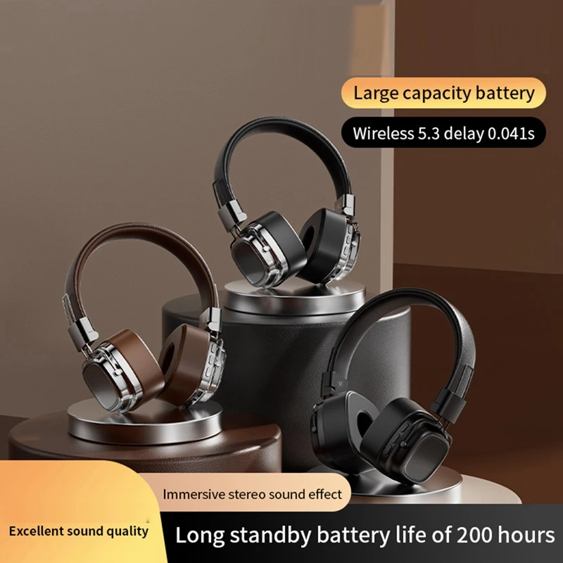 Bluetooth 5.3 Retro Wireless Headset Heavy Bass Kopfhörer Mobiler Computer Multifunktions-Headset