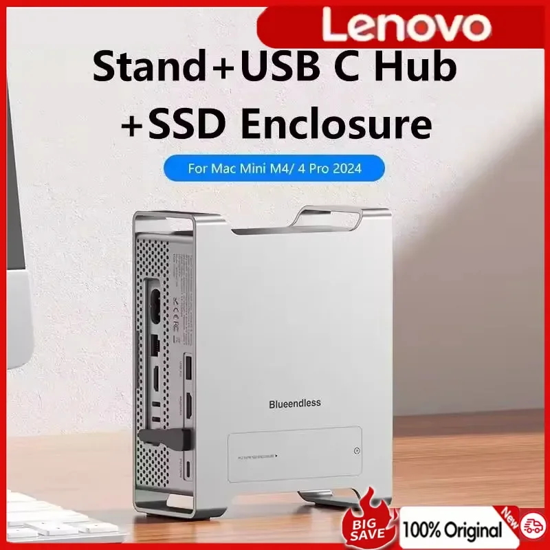 

Док-станция Lenovo для 2024 MAC Mini M4/M4 Pro с корпусом для M.2 NVMe SSD, поддержкой 4K/60HZ HDMI, SD4.0, TF4.0, 10Gbps C HUB