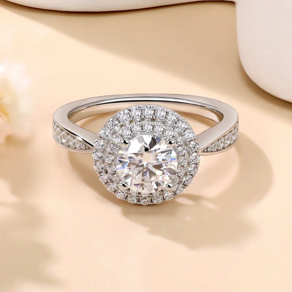 

Linkerlove 1 карат обручальное кольцо с муассанитом Halo и бриллиантами, обручальное кольцо для женщин, стерлинговое серебро 925 пробы, юбилейная вечеринка, ювелирные украшения