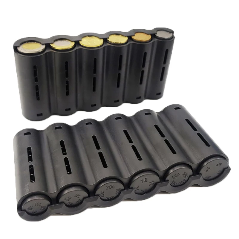 Portable 6 Slot Euro Coin Storage Dispenser Euro Coins Holder Collector With Spring For Home Waiter Driver Coins Safe Piggy Bank