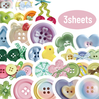 3sheet Cute Personality Button Pattern Decorative Stickers for Notebooks, Water Bottles, Suitcases and Cell Phones, Envelopes