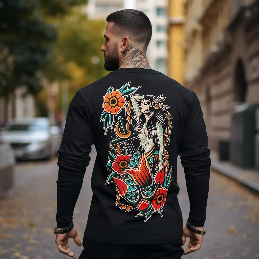 

Hoodless Long-sleeved Hoodie, Spring, Autumn And Winter Trends Men's Hoodie Long-Sleeved, Fashionable Printed Pattern, Comfortab