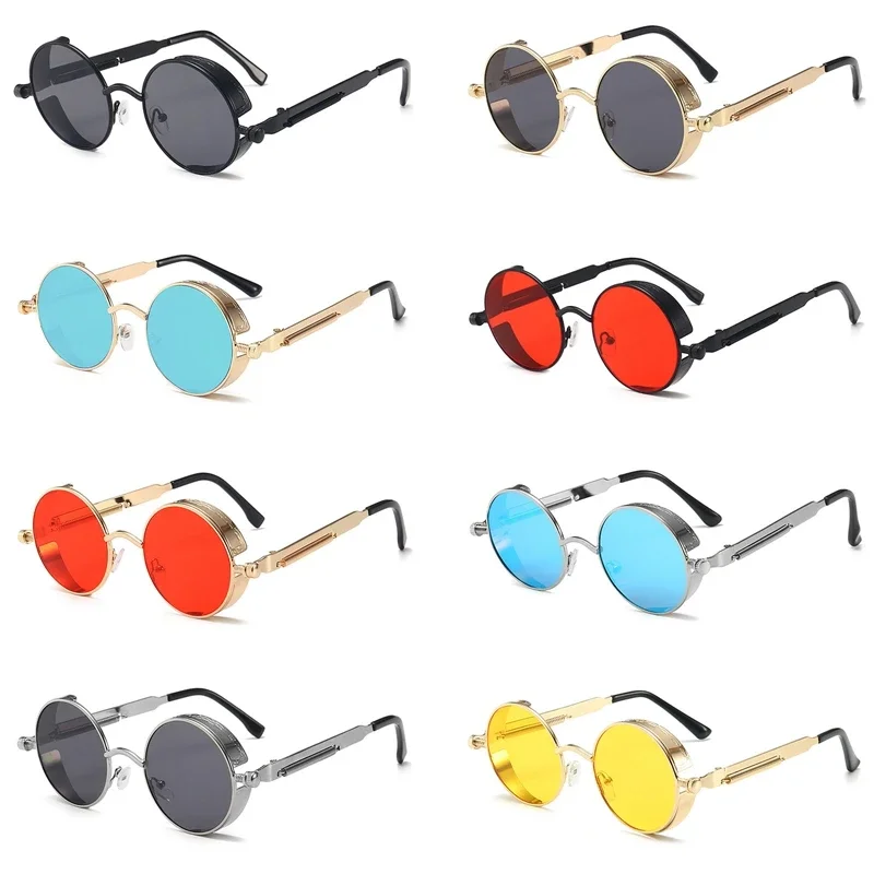 Gothic Steampunk Sunglasses Round Metal Frame UV400