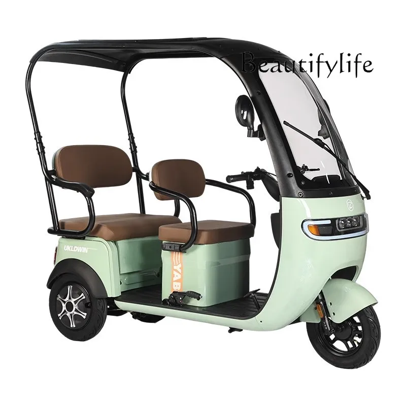 New electric car with shed to pick up children the elderly step leisure double row men and women with baby small car