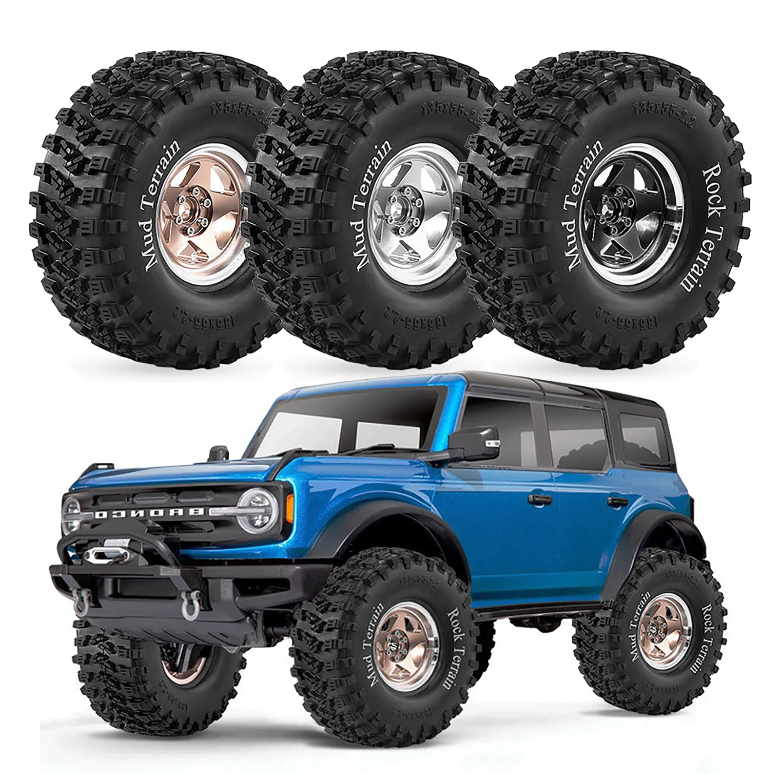

4pcs 135mm Metal 2.2 inch Beadlock Wheel Tire Set for 1/8 1/10 Axial AXP8 SCX10 Wraith RR10 Capra TRX4 D90 RC4WD MJX RC Crawler