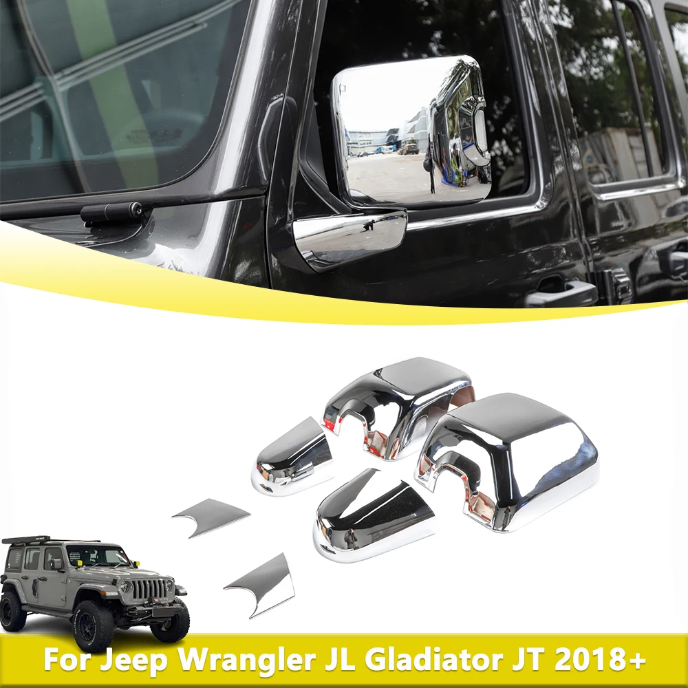 

Side Rear View Mirror Housing Base Decoration Cover Trim For Jeep Wrangler JL Gladiator JT 2018-2024 Car Exterior Accessories